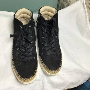 UGG Black Lace-Up Ankle Booties with Espadrille Trim